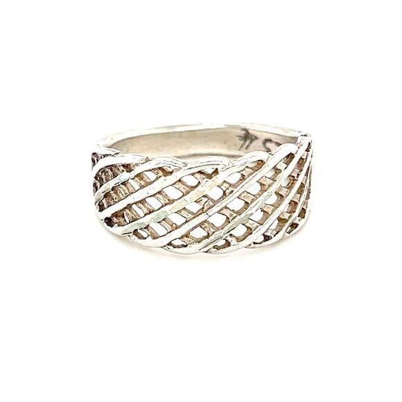 Sterling Silver 925 Basket Weave Ring - Picture 1 of 10